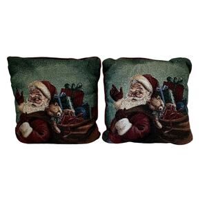 Throw Pillows 16x16 inch Decorative Pillows Santa with Toys on His Back Set of 2